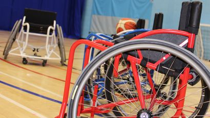 Wheelchair basketball at the Centre for Sport on Frenchay Campus.