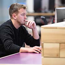 Student using a computer