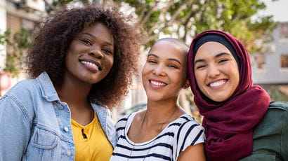 happy group of students studying abroad