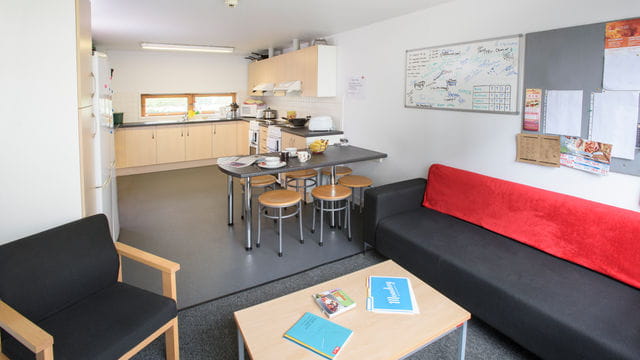 Kitchen and living area in the Student Village on Frenchay Campus