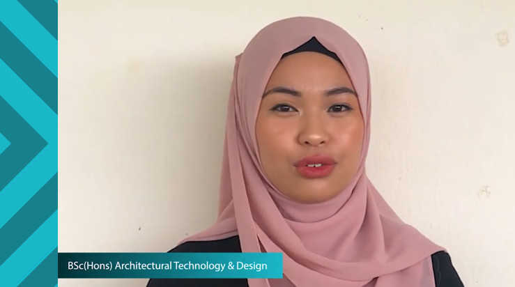 Architecture student speaking directly to camera