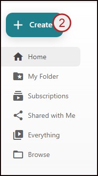 Screenshot showing step 2: create button.
