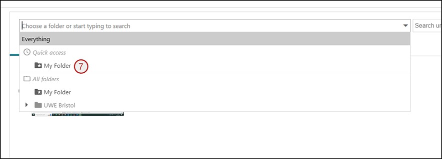 Screenshot of step 7: choose my folder from drop down menu.