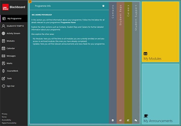 Screenshot of my programme landing page book view
