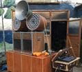 Mike Fergie's suitcase sound system, built into old trunks and suitcases.