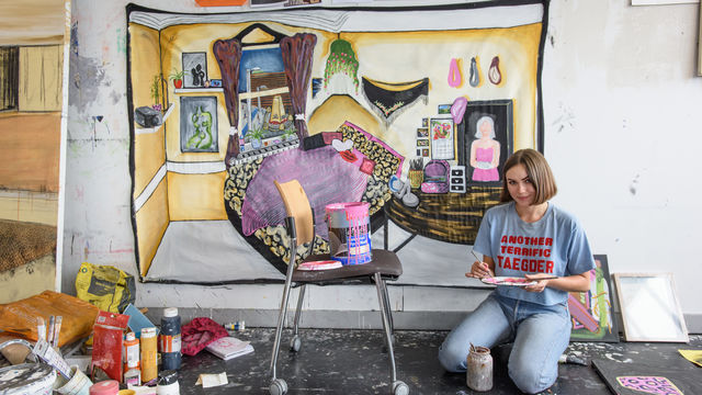 Art students using equipment and facilities