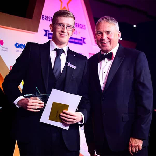 Steve West and Dougie Allward at the Bristol Young Heroes, Community of Purpose’s annual awards ceremony.