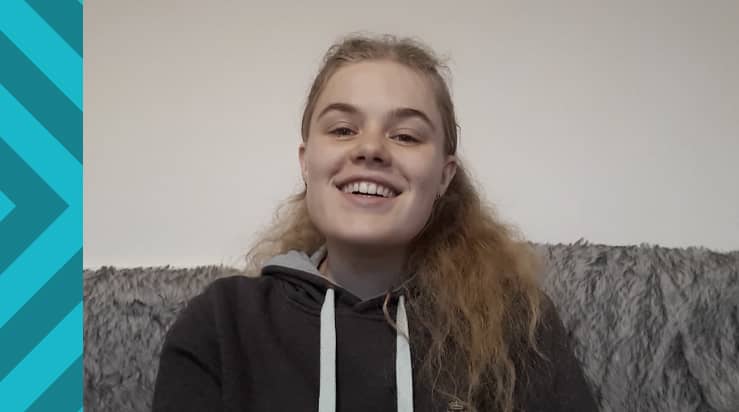 Screenshot of Lauren from the PG welcome video.