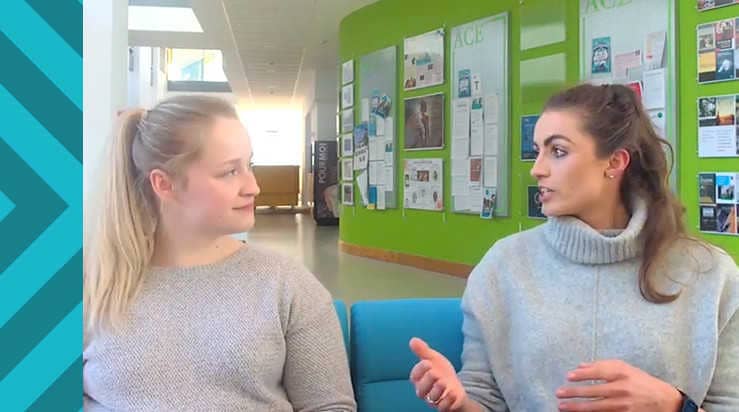 Screenshot of two postgraduate students in conversation