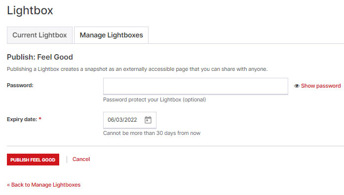 Asset Bank lightbox publish screenshot.