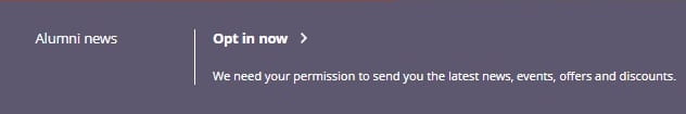 A screenshot showing the Contact Bar on the Alumni page.