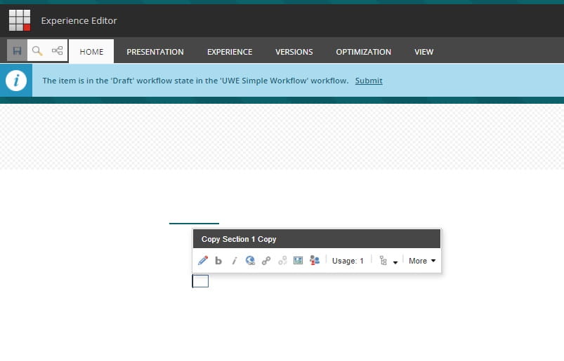 Experience Editor view of the Content Advanced template