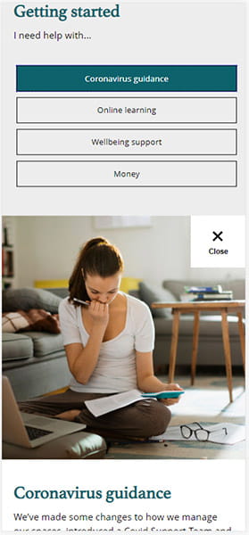 Curated tabs mobile view.