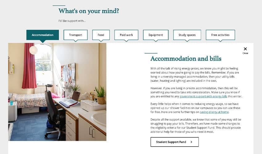An example of a curated tabs component viewed on desktop.