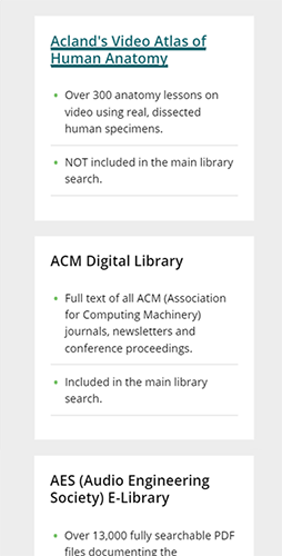 Database detail card mobile view.