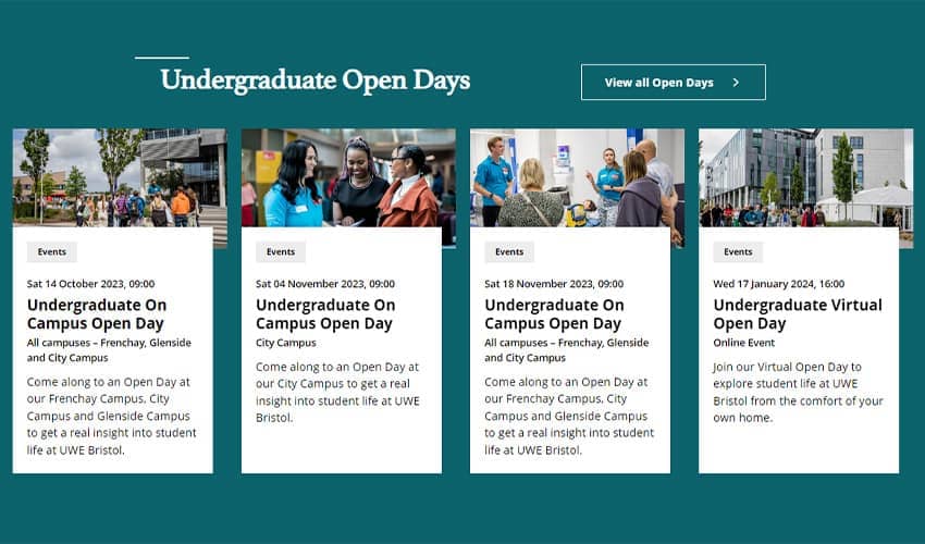Example of how an Events Carousel component looks on a desktop.
