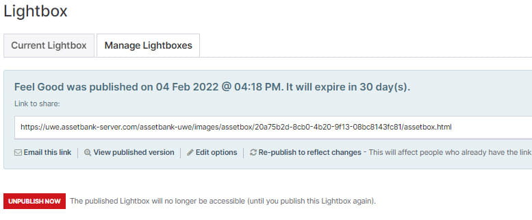 A screenshot of a published lightbox.