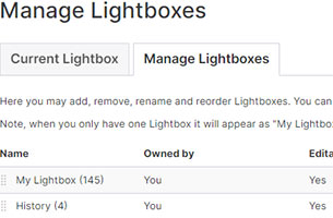 Lightbox current/manage toggle screenshot.