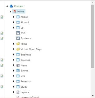 The navigation menu in content editor view