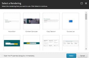 Example of a Select a Rendering box