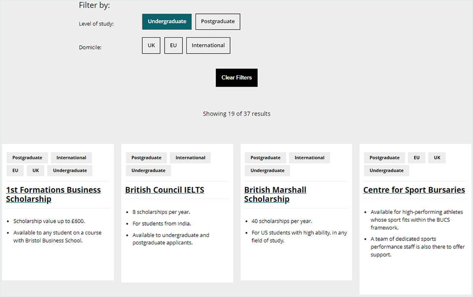 Service Detail Cards screenshot.