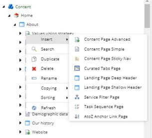 Creating a new page in Sitecore