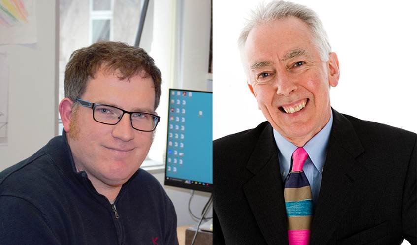 A portrait photo of UWE Bristol senior lecturer in politics Dr Thom Oliver on the left and Robin Hambleton Emeritus Professor of City Leadership on the right