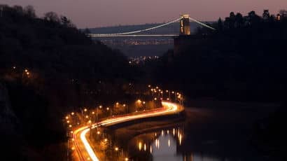 Bristol Suspension bridge at night