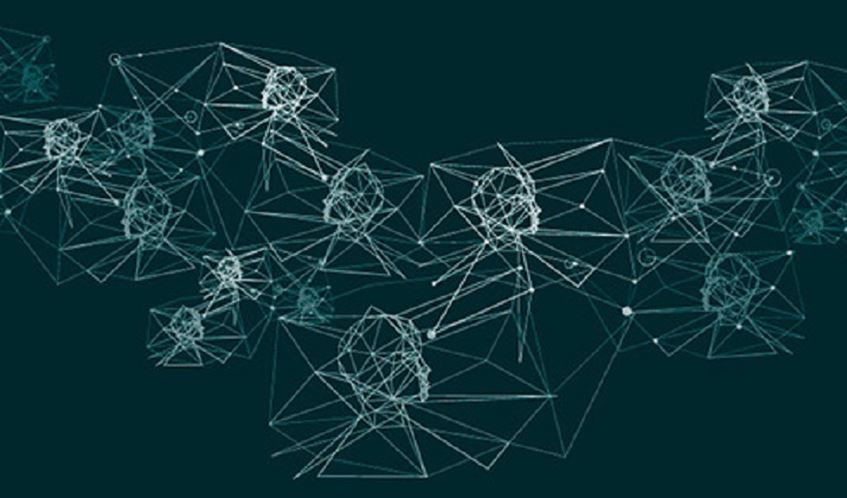 Excerpt from appearance matters conference poster: abstract data visualisation, white lines on a green background