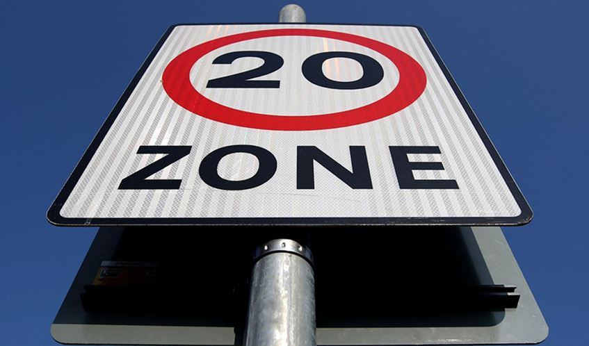20 miles per hour speed road sign