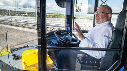 Autonomous bus on Forth Road bridge in Scotland