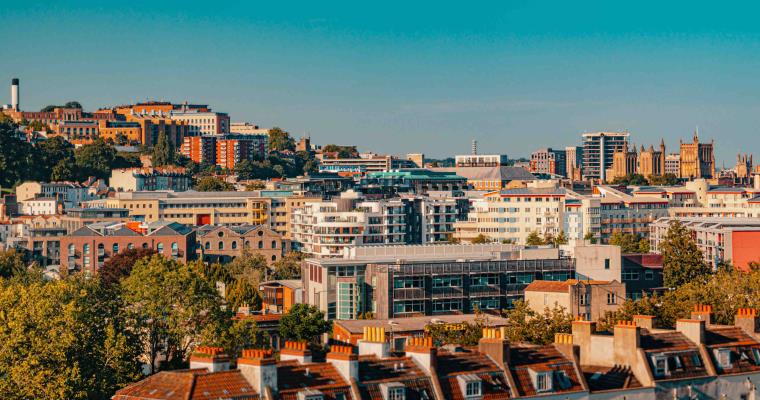 View over Bristol in sunshine