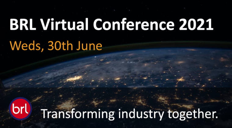 Conference graphic showing earth from space and words 'BRL Virtual Conference 2021' overlaid.