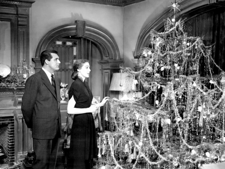 Cary Grant with Loretta Young in scene from The Bishop's Wife.