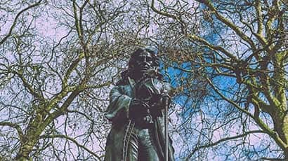 Image of the Edward Colston statue in Bristol city centre ahead of its removal in 2020