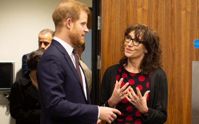HRH The Duke of Sussex talking to Professor Diana Harcourt