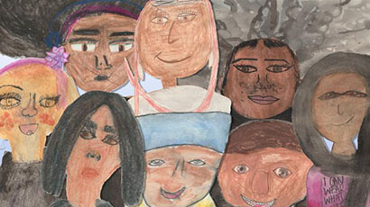 Illustration of a crowd of people from If Racism Vanished for a Day children's book