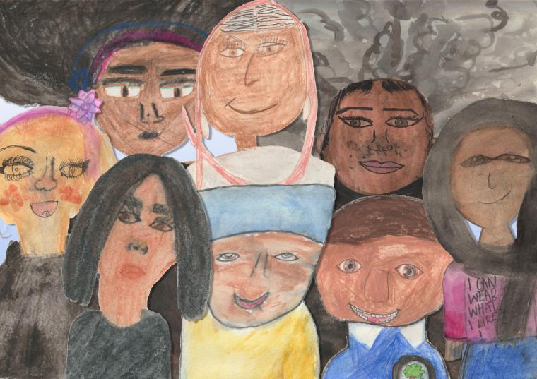 Illustration of a crowd of people from If Racism Vanished for a Day children's book
