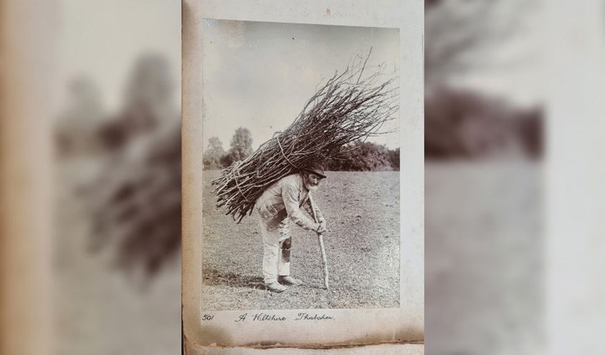 Image of a Wiltshire thatcher discovered in a Victorian photo album