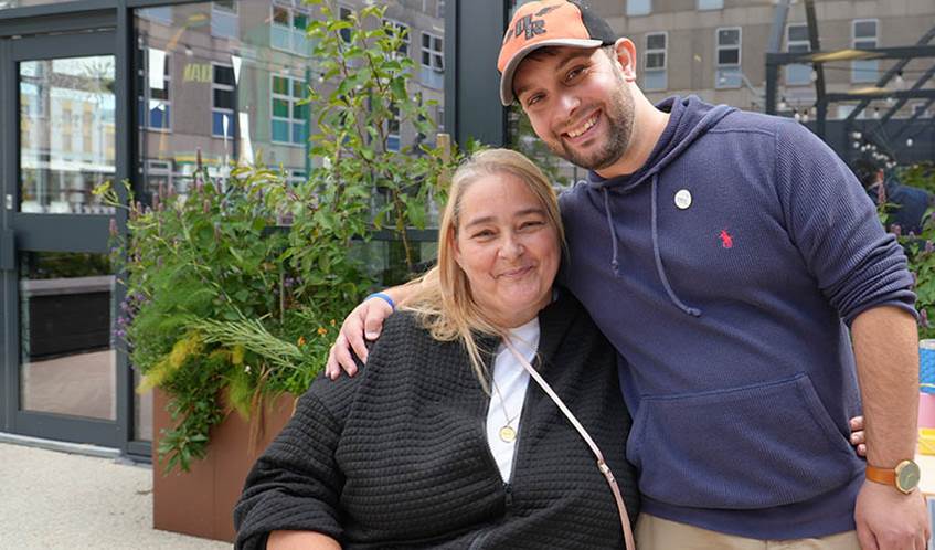 Michael Rose (right) with Tania Goddard (left) outside of Student Ventures on Frenchay campus