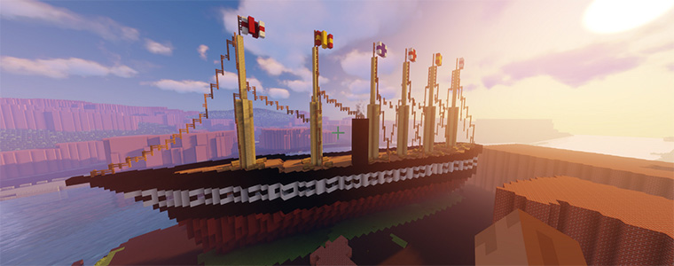 An image of the SS Great Britain in Minecraft.