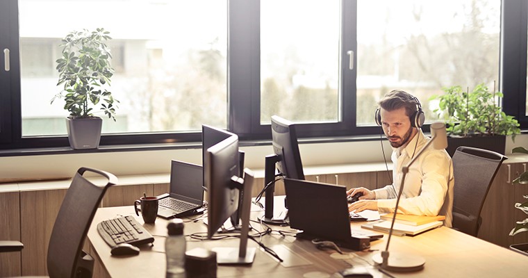 A man working in a modern office