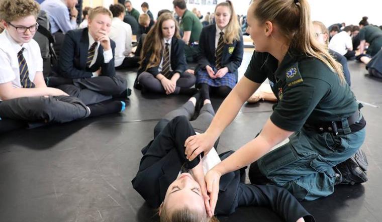 Paramedics teaching pupils life-saving skills in school