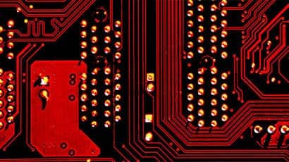 A red electronic circuit board