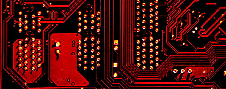 A red electronic circuit board