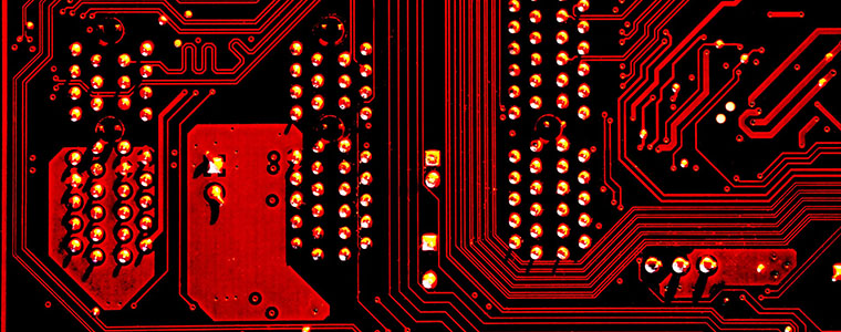 A red electronic circuit board