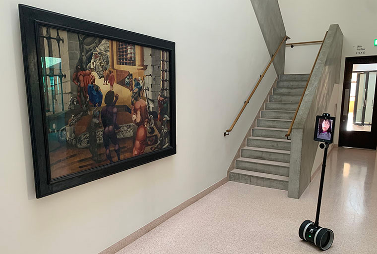 Robot in an art gallery.