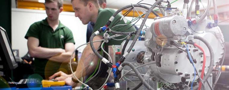Staff working on robots.