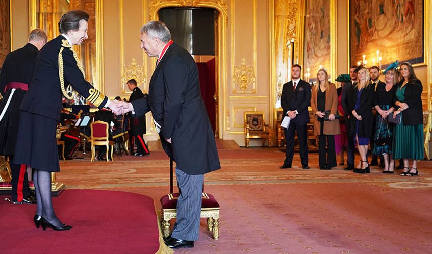 Vice-Chancellor of UWE Bristol Professor Sir Steve West receives his knighthood from the Princess Royal