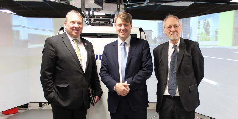 Chris Skidmore MP with Professor Steve West and Professor Chris Melhuish